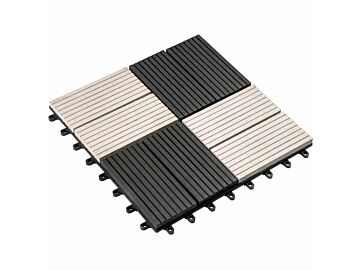 Tuintegel WPC composiet 30x30cm zwart wit met kunststof kliksysteem