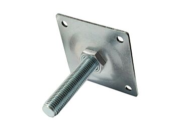 Hoogteverstelling deluxe betonpoer vuurverzinkt - M16  met voetplaat 8x8cm
