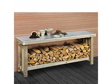 Oppottafel werkbank groot XXL tuin met zinken blad 180x50x80cm