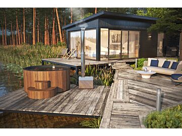 Hottub 200cm - externe kachel - Fiberglas binnenbak