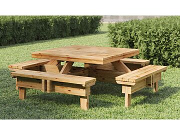 Picknicktafel geimpregneerd hout vierkant 230x230x70cm