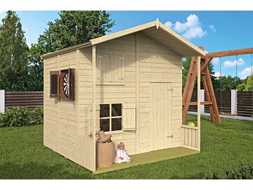Houten speelhuisje Assepoester met verdiepingsvloer B220xD220cm