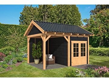 Overkapping zadeldak Hamar L 478x395 cm type 3 met zwarte wanden