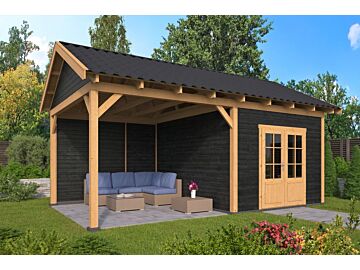 Overkapping zadeldak Hamar XL 678x445 cm type 3 met zwarte wanden