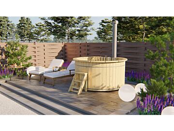 Houten tobbe hottub vurenhout met interne kachel Ø200x105cm