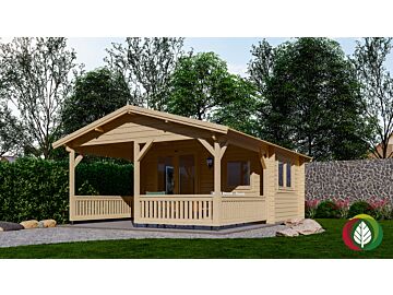 Blokhut 4x3+3 Interflex 440x340cm + veranda / luifel 300cm