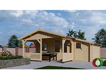 Blokhut 4x4+2Z Interflex 590x440cm + veranda / luifel 200cm