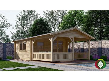 Blokhut 4x4+3 Interflex 440x440cm + veranda / luifel 300cm