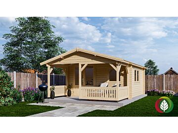 Blokhut 4x4+2 Interflex 440x440cm + veranda / luifel 200cm