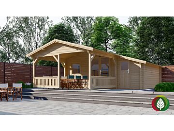 Blokhut 4x4+3Z Interflex 590x440cm + veranda /  luifel 300cm