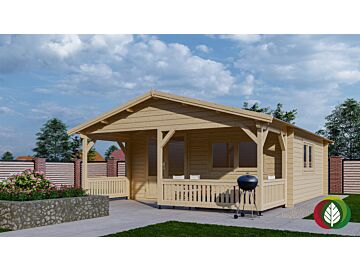 Blokhut 5x5+2 Interflex 540x540cm + veranda / luifel 200cm