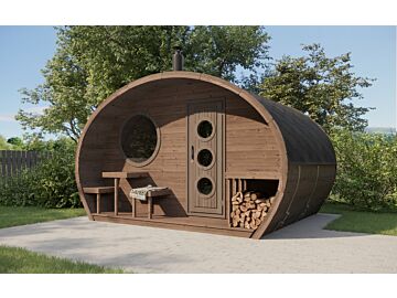 Barrelsauna Ovaal 400 x 300 cm Thermowood