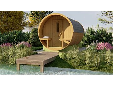 Barrelsauna 205 x 400 cm Thermowood 