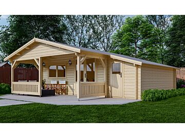 Blokhut 5x5+2Z Interflex 695 x 745 x 280 cm met Veranda