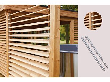 Flex Fence systeem voor planken schutting met draaibare lamellen