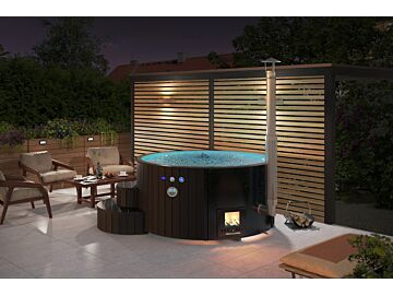 Luxe Hottub 200cm - Black Edition - interne kachel - Fiberglas