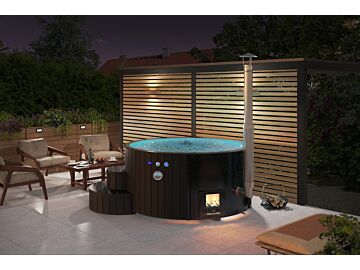 Luxe Hottub 220cm - Black Edition - interne kachel - Fiberglas