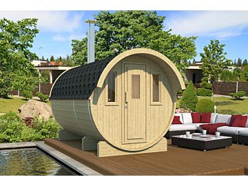 Barrelsauna 205 x 330 cm Vurenhout