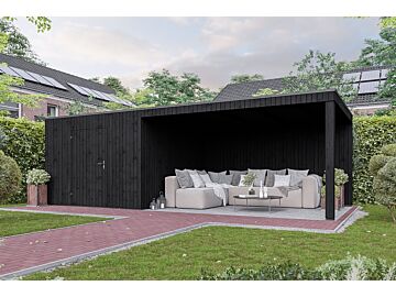 Moderne blokhut Kubix zwart 250 x 250 + 400cm