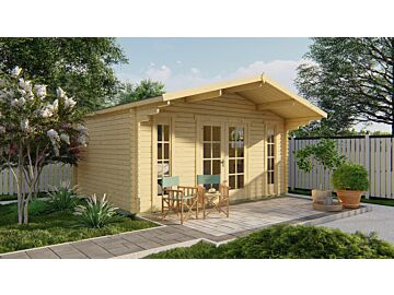 Blokhut Gustav 500x380cm + veranda / luifel 120cm