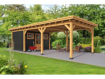 Moderne overkapping Odense type 8 XXL 943x450cm met zwarte wanden