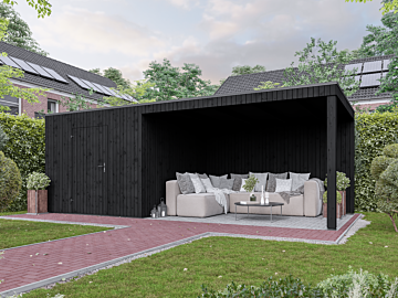 Moderne blokhut Kubix zwart 300 x 300 + 300cm