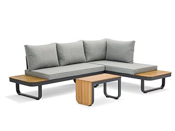 Loungeset Milano 3-delig 4-zits antraciet aluminium