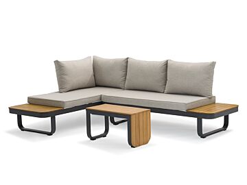 Loungeset Milano 3-delig 4-zits taupe aluminium