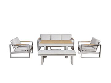 Loungeset Arona 5-delig 8-zits aluminium beige