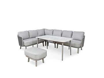 Loungeset Olbia  3-delig 5-zits aluminium grijs
