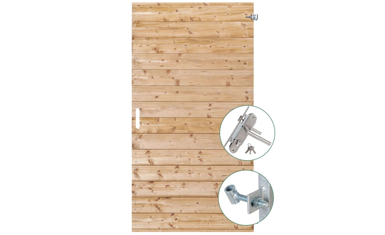 Dichte schuttingdeur Petten rabatdelen geimpregneerd 100x200cm RVS slot