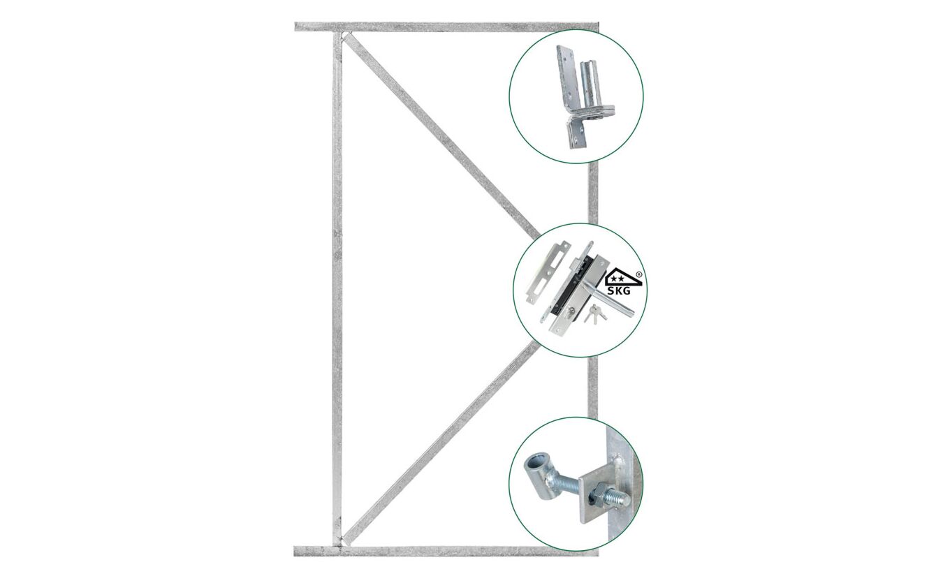 IJzeren deurframe compleet voor zelfbouw schuttingdeur 110cm breed