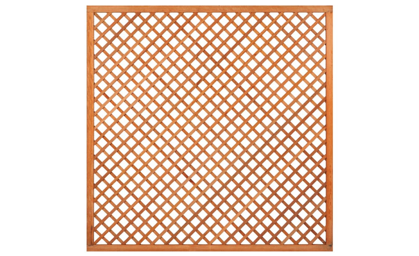 Rechte trellis diagonaal met hardhouten kader 180x180cm