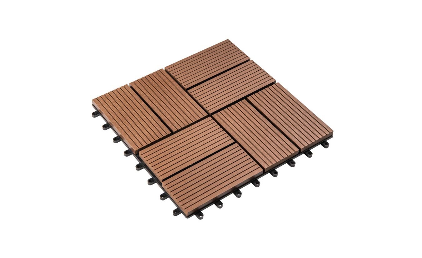 Tuintegel WPC composiet 30x30cm coffee bruin met kunststof kliksysteem