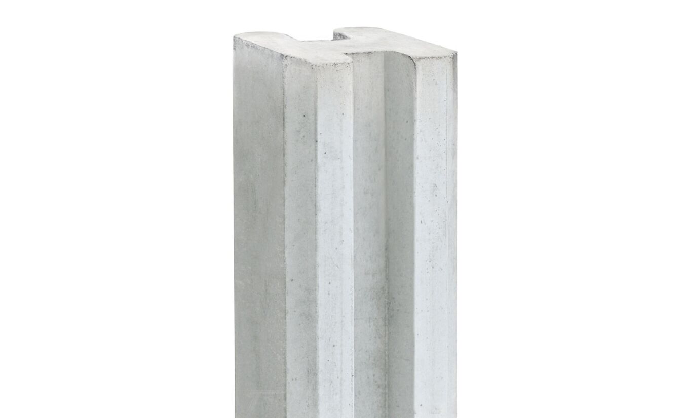 Tussenpaal wit / grijs 11.5x11.5x316cm betonsysteem Linde - voor motiefplaten of tuinscherm (kabeldoorvoer)