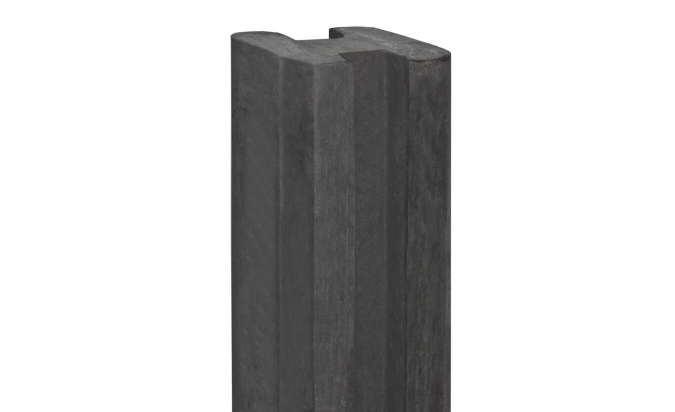 Eindpaal antraciet 10x10x275cm hout-betonsysteem Zaan - voor blokhutprofiel