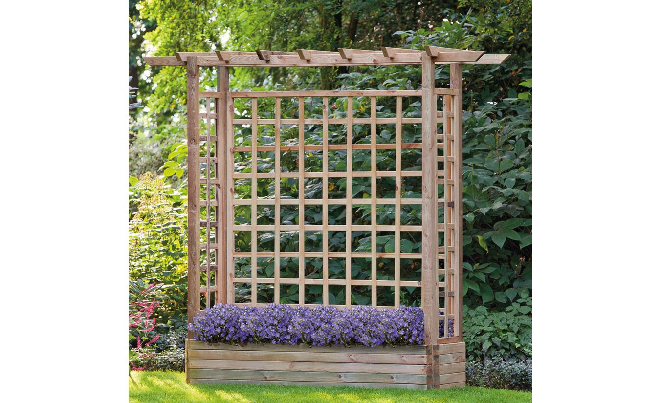 Pergola met bloembak geimpregneerd grenen hout 200x60x240cm