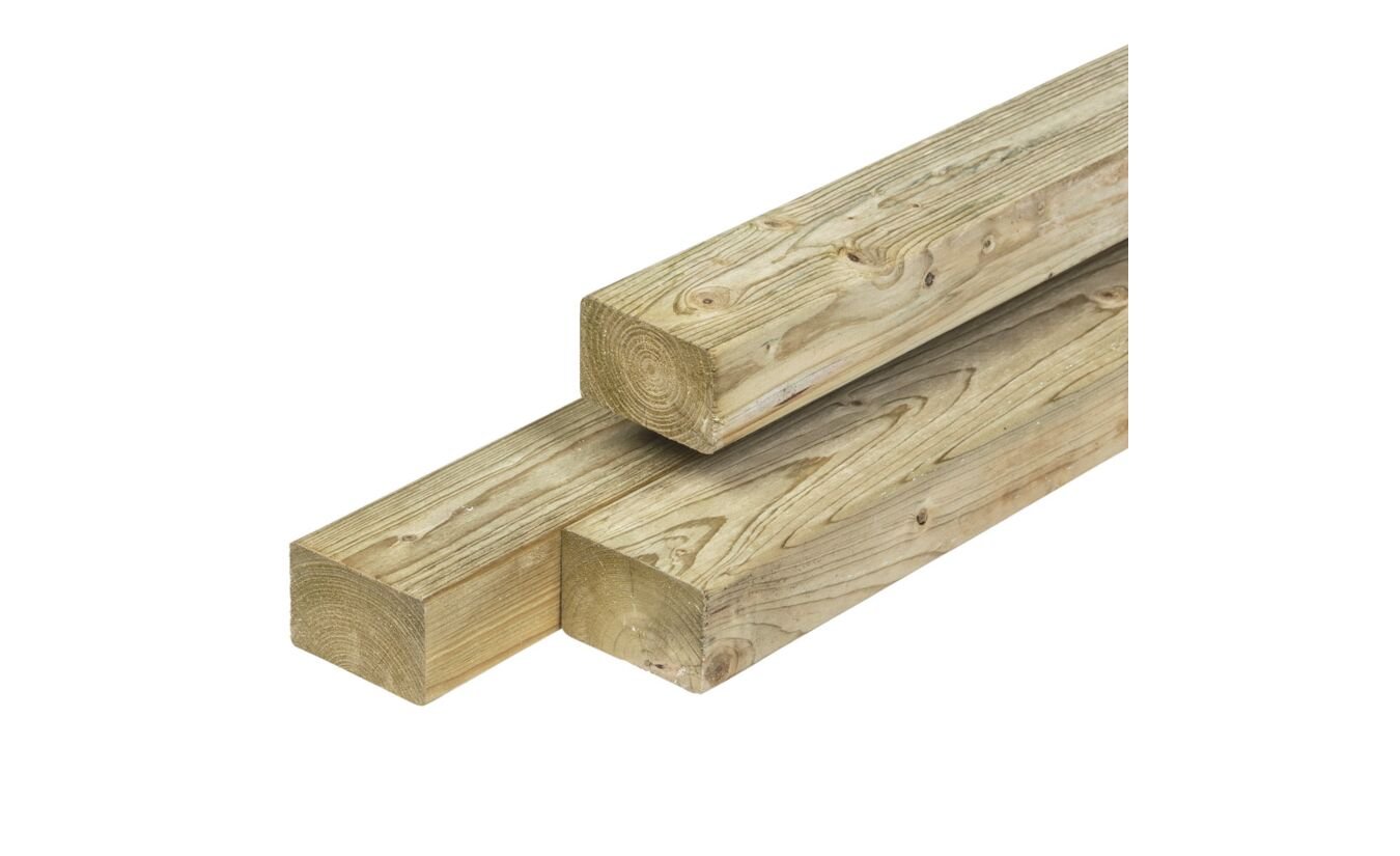 Balk Noord-Zweeds vuren timmerhout geimpregneerd 4.4x7x510cm