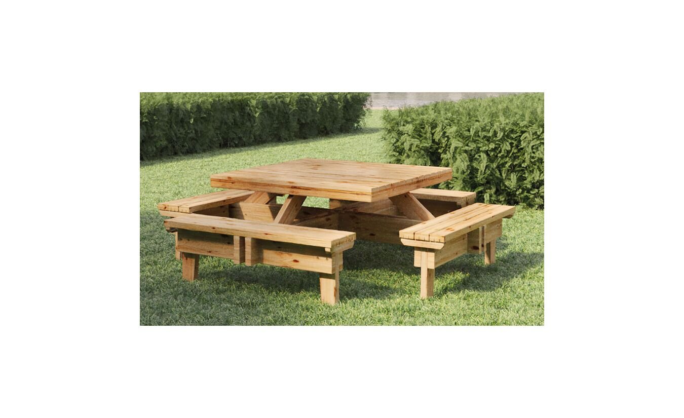 Picknicktafel geimpregneerd hout vierkant 230x230x70cm
