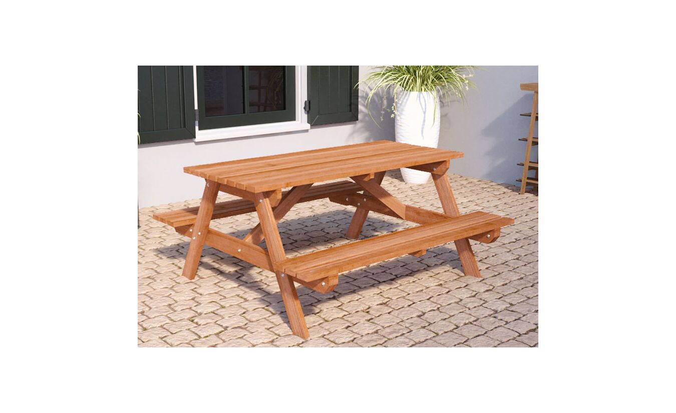 Picknicktafel hardhout mahonie 160x150x75cm