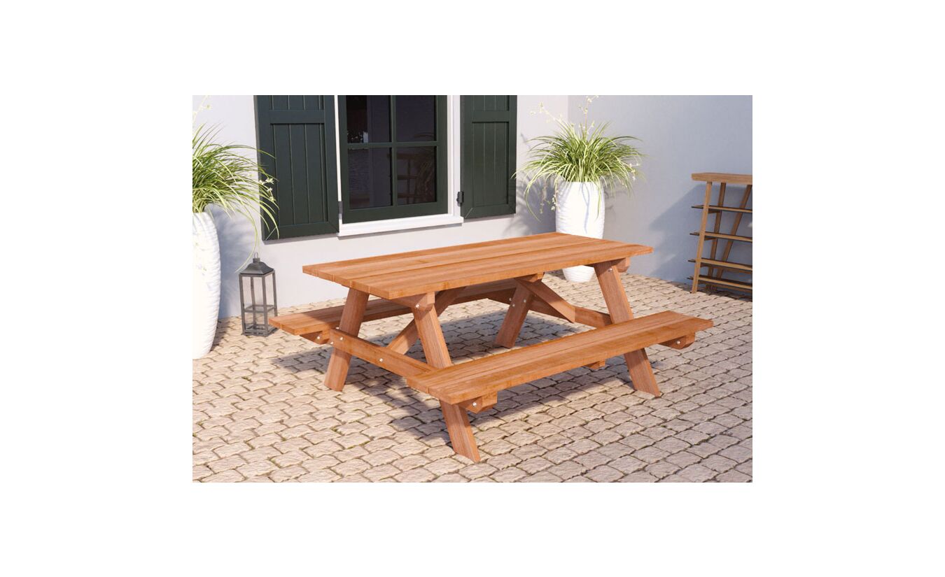Picknicktafel Comfort hardhout mahonie 180x160x75cm
