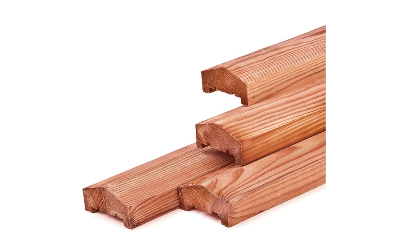  Afdeklat piramide 3-planks Lariks Douglas 4.5x6.8x180cm