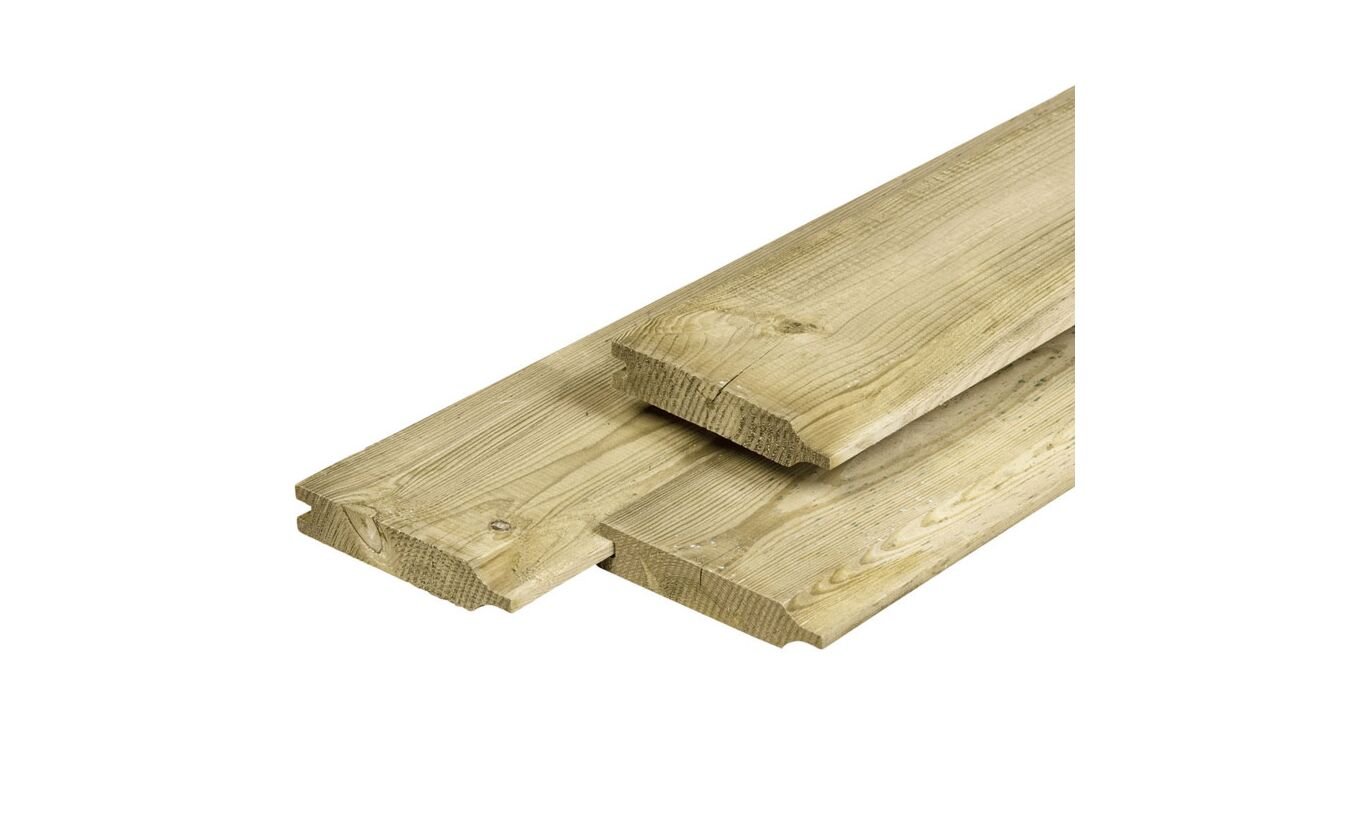 Dubbel rabat grenen hout geimpregneerd 2.8x14x360cm