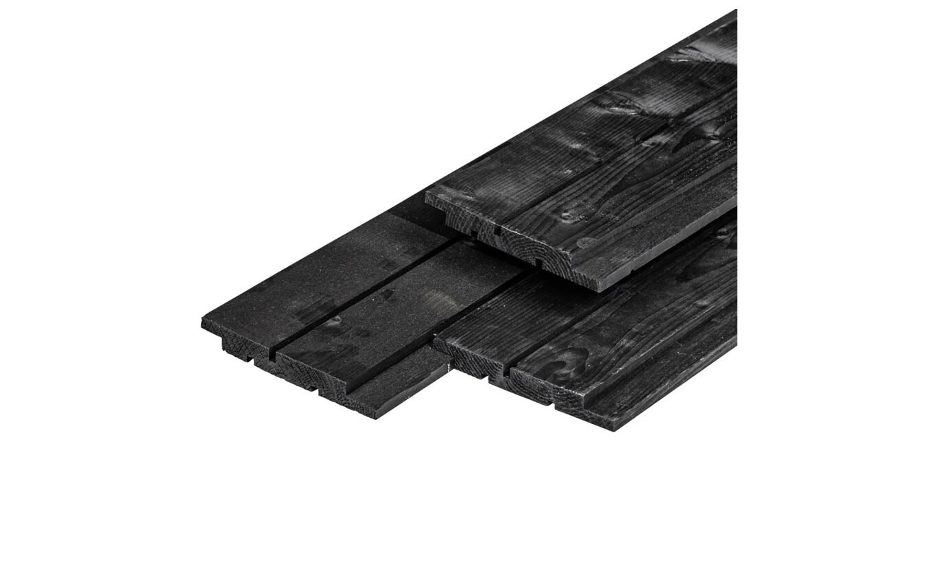 Channel siding zwart gespoten Noord-Europees vuren 1.8x14.5x300cm