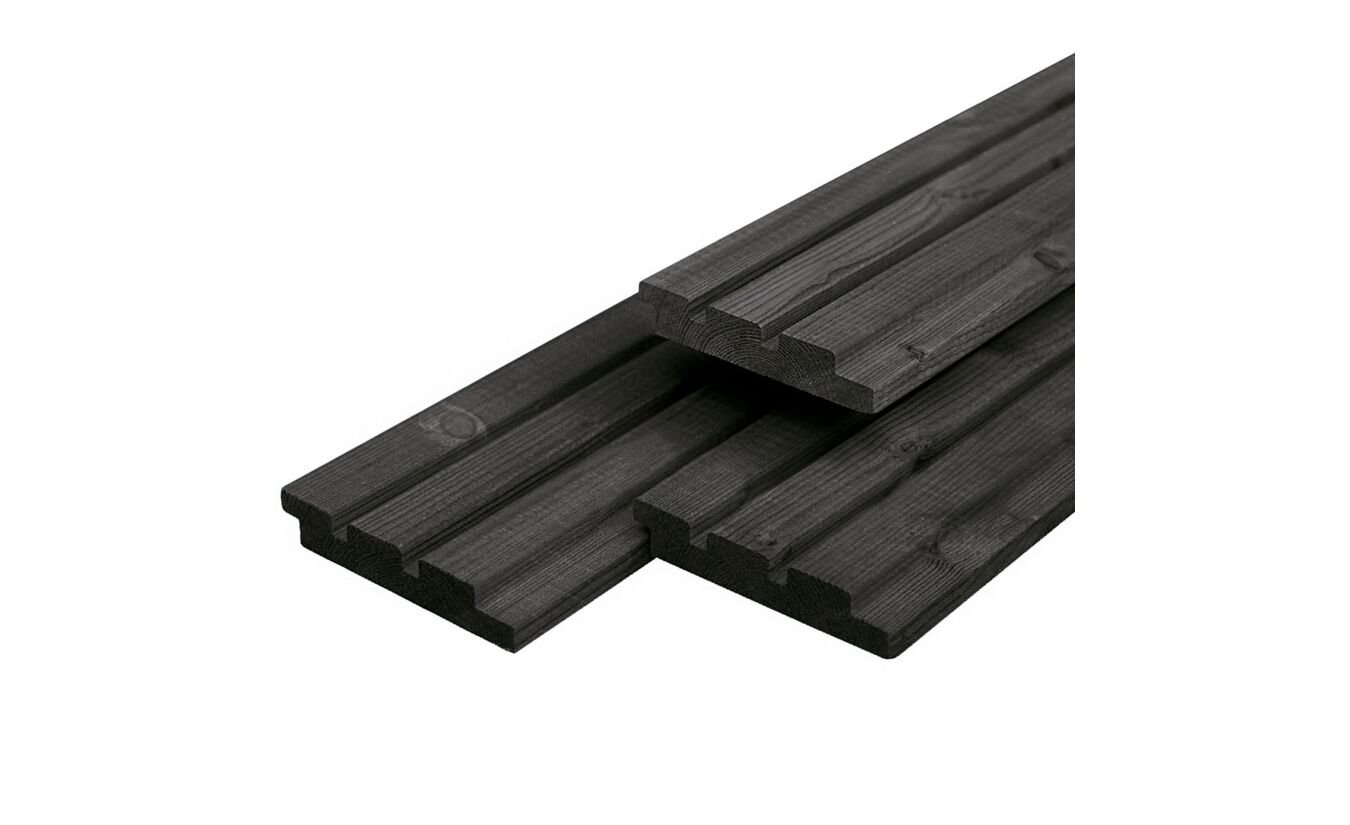 Deens Rabat vuren zwart gespoten - Triple Profiel - 2.2x14x300 cm
