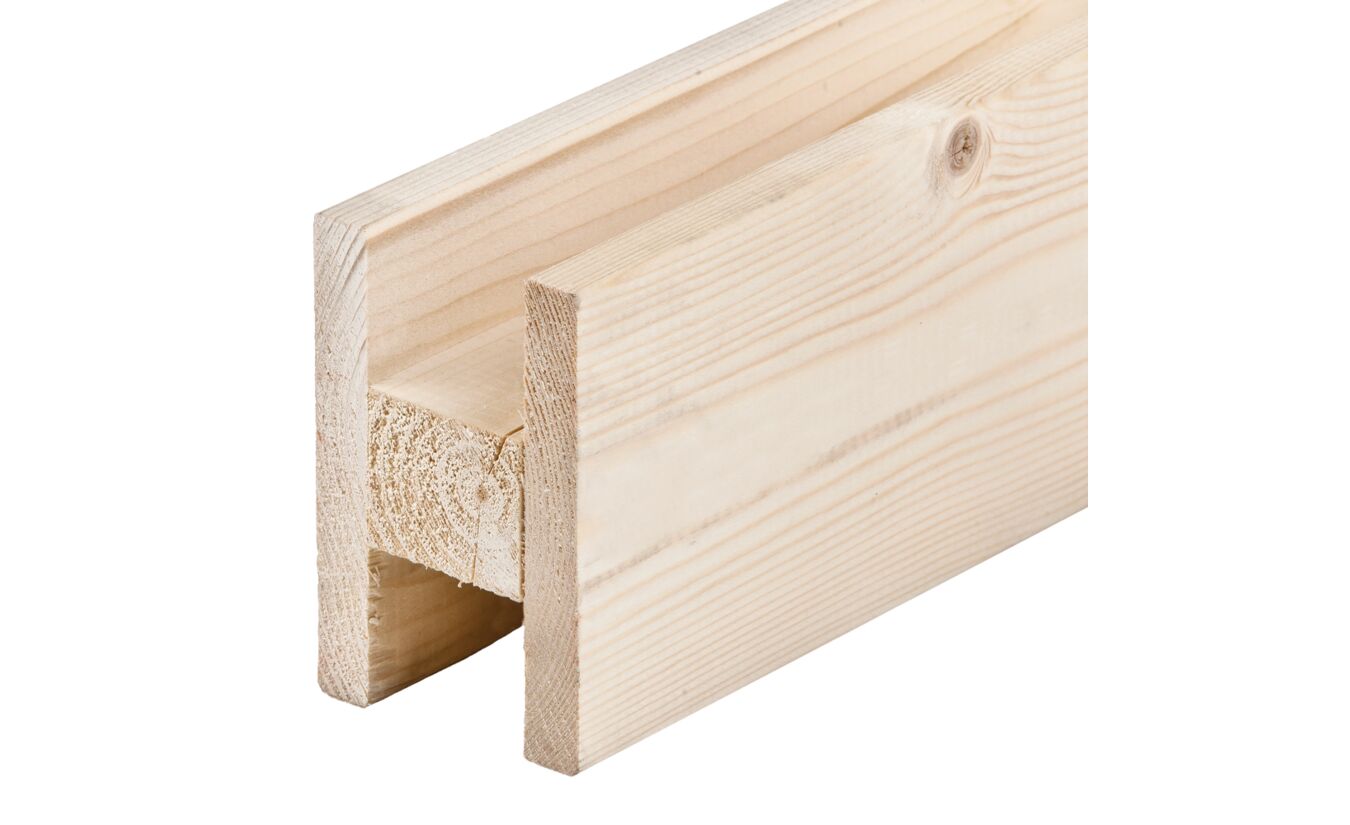H-profiel / U profiel voor blokhutprofiel 28 en 34mm - lengte 220cm