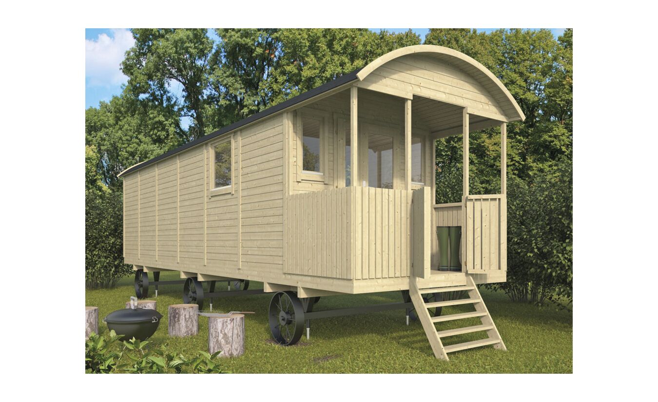 Zigeunerwagen XL / Pipowagen Jimmy met veranda 240x840cm