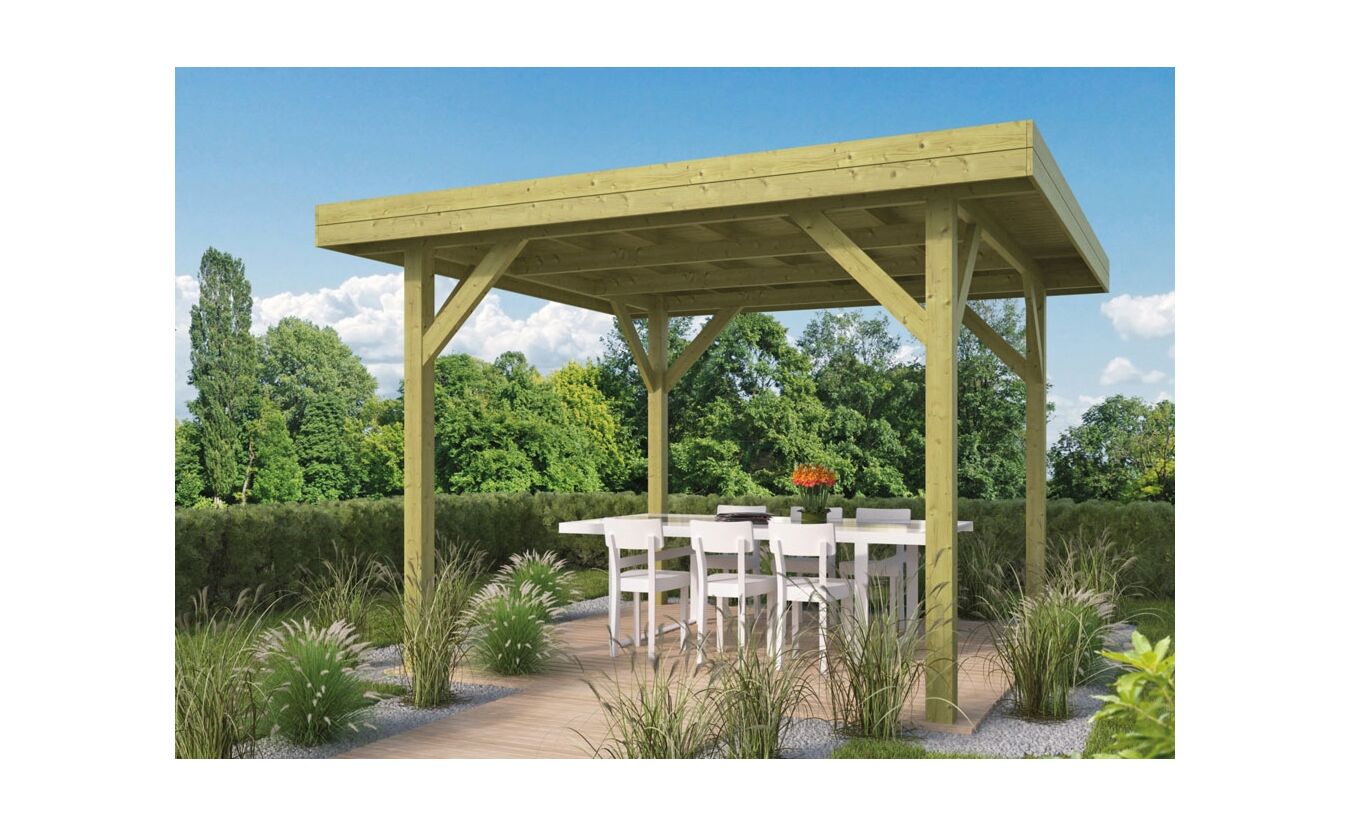 Prieel Modern middel plat dak 356x356cm Tuindeco