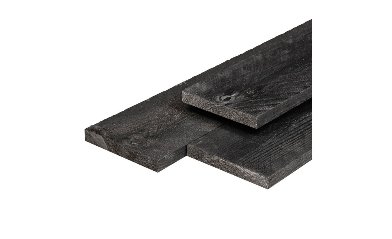 Tuinplank zwart Lariks Douglas 1.6x14x400cm schuttingplank