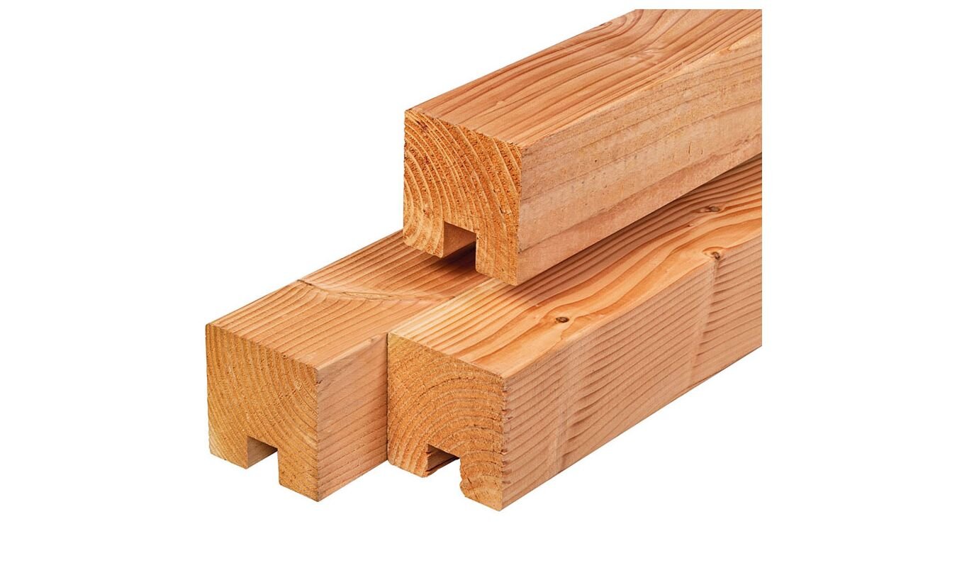 Stapelbouw schutting eindpaal Lariks Douglas 11.5x11.5x300cm